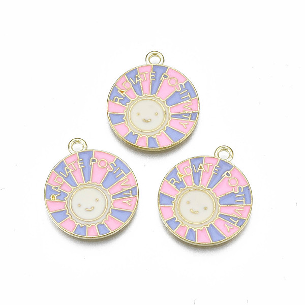 PandaHall Alloy Enamel Pendants, Cadmium Free & Lead Free, Flat Round with Sun, Light Yellow, 23x20x1.5mm, Hole: 1.8mm Alloy+Enamel Flat...
PandaHall Alloy Enamel Pendants, Cadmium Free & Lead Free, Flat Round with Sun, Light Yellow, 23x20x1.5mm, Hole: 1.8mm Alloy+Enamel Flat...