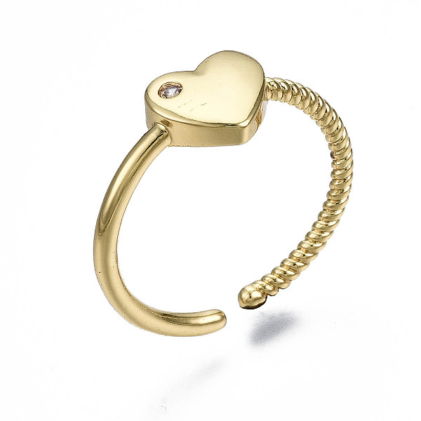 PandaHall Brass Micro Pave Clear Cubic Zirconia Cuff Rings, Open Rings, Nickel Free, Heart, Textured, Real 16K Gold Plated, US Size 6, Inner...
PandaHall Brass Micro Pave Clear Cubic Zirconia Cuff Rings, Open Rings, Nickel Free, Heart, Textured, Real 16K Gold Plated, US Size 6, Inner...