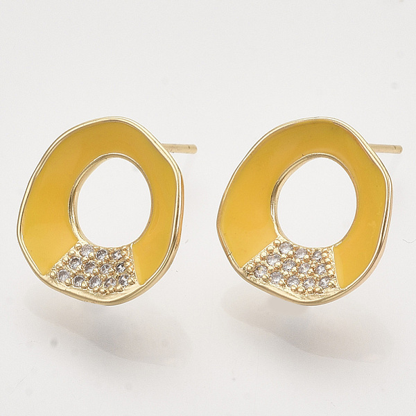 PandaHall Brass Micro Pave Cubic Zirconia Stud Earring Findings, Enamel and Loop, Nickel Free, Real 18K Gold Plated, Ring, Yellow, 15x14.5mm...
PandaHall Brass Micro Pave Cubic Zirconia Stud Earring Findings, Enamel and Loop, Nickel Free, Real 18K Gold Plated, Ring, Yellow, 15x14.5mm...