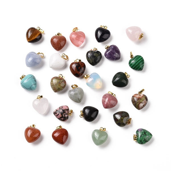 PandaHall Natural & Synthetic Gemstone Pendants, with Golden Tone Brass Findings, Heart Charm, 18x15~15.5x6~8mm, Hole: 6x3mm Mixed Stone...
PandaHall Natural & Synthetic Gemstone Pendants, with Golden Tone Brass Findings, Heart Charm, 18x15~15.5x6~8mm, Hole: 6x3mm Mixed Stone...
