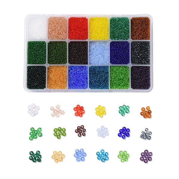 PandaHall 360G 18 Colors 12/0 Grade A Round Glass Seed Beads, Transparent Colours, Mixed Color, 2x1.5mm, Hole: 0.8mm, 20g/color, about..., Multicolor
PandaHall 360G 18 Colors 12/0 Grade A Round Glass Seed Beads, Transparent Colours, Mixed Color, 2x1.5mm, Hole: 0.8mm, 20g/color, about..., Multicolor