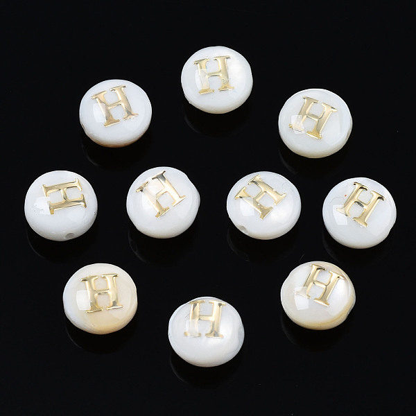 PandaHall Natural Freshwater Shell Beads, with Golden Plated Brass Etched Metal Embellishments, Flat Round with Letter, Seashell Color...
PandaHall Natural Freshwater Shell Beads, with Golden Plated Brass Etched Metal Embellishments, Flat Round with Letter, Seashell Color...