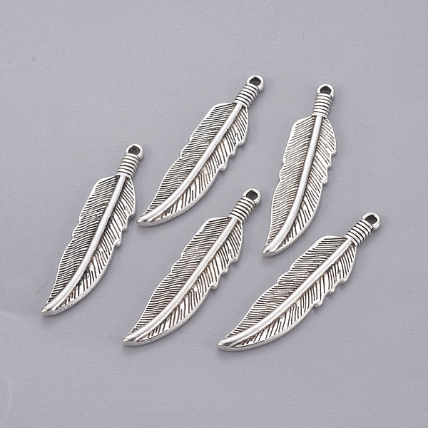 PandaHall Tibetan Style Alloy Charms, Lead Free & Cadmium Free & Nickel Free, Feather, Antique Silver, 42x10x2mm, Hole: 2mm Alloy Feather
PandaHall Tibetan Style Alloy Charms, Lead Free & Cadmium Free & Nickel Free, Feather, Antique Silver, 42x10x2mm, Hole: 2mm Alloy Feather