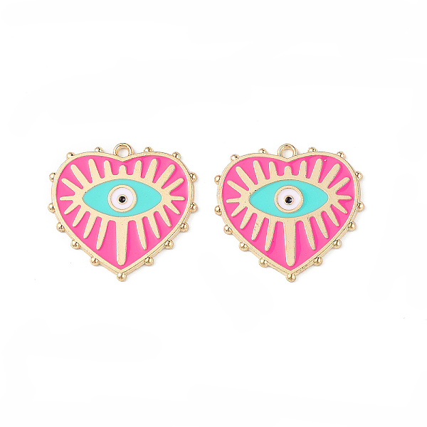PandaHall Rack Plating Alloy Enamel Pendants, Golden, Heart with Evil Eye Charm, Deep Pink, 27x28x1.4mm, Hole: 2mm Alloy+Enamel Heart
PandaHall Rack Plating Alloy Enamel Pendants, Golden, Heart with Evil Eye Charm, Deep Pink, 27x28x1.4mm, Hole: 2mm Alloy+Enamel Heart