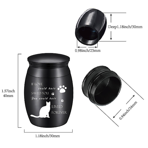 PandaHall CREATCABIN Alloy Cremation Urn Kit, with Disposable Flatware Spoons, Silver Polishing Cloth, Velvet Packing Pouches, Cat Pattern..., Black
PandaHall CREATCABIN Alloy Cremation Urn Kit, with Disposable Flatware Spoons, Silver Polishing Cloth, Velvet Packing Pouches, Cat Pattern..., Black