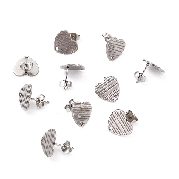 PandaHall 304 Stainless Steel Stud Earring Findings, with Ear Nuts, Textured Heart, Stainless Steel Color, 12x13mm, Hole: 1.5mm, Pin: 0.7mm...
PandaHall 304 Stainless Steel Stud Earring Findings, with Ear Nuts, Textured Heart, Stainless Steel Color, 12x13mm, Hole: 1.5mm, Pin: 0.7mm...