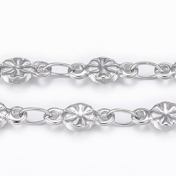 PandaHall 304 Stainless Steel Link Chains, Soldered, with Spool, Flat Round with Flower, Stainless Steel Color, 8x3.5x1.2mm, about 32.8 Feet...
PandaHall 304 Stainless Steel Link Chains, Soldered, with Spool, Flat Round with Flower, Stainless Steel Color, 8x3.5x1.2mm, about 32.8 Feet...