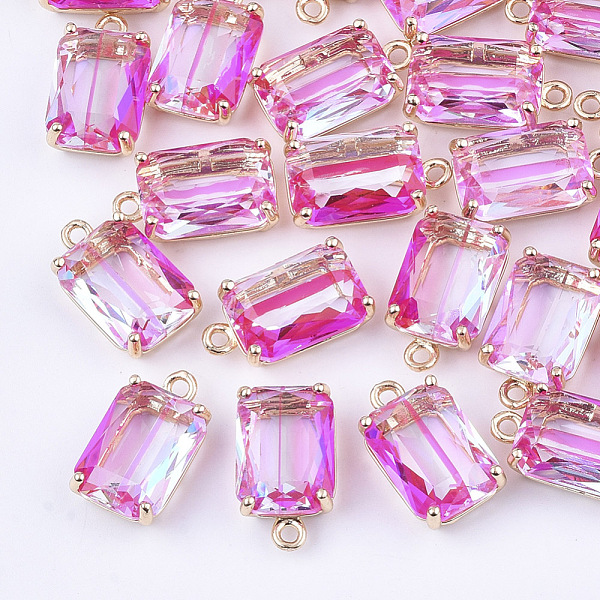 PandaHall Transparent Glass Pendants, with Brass Findings, Faceted, Rectangle, AB Color Plated, Light Gold, Deep Pink, 17.5x10x6.5mm, Hole...
PandaHall Transparent Glass Pendants, with Brass Findings, Faceted, Rectangle, AB Color Plated, Light Gold, Deep Pink, 17.5x10x6.5mm, Hole...