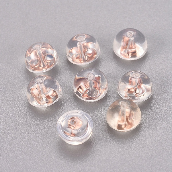 PandaHall Silicone Ear Nuts, with 925 Sterling Silver Findings, Half Round, Clear, Rose Gold, 5.5x4mm, Hole: 0.6mm Silicone Clear
PandaHall Silicone Ear Nuts, with 925 Sterling Silver Findings, Half Round, Clear, Rose Gold, 5.5x4mm, Hole: 0.6mm Silicone Clear