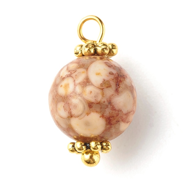 PandaHall Natural Maifanite/Maifan Stone Beads Charms, with Brass Ball Head Pins and Tibetan Style Alloy Daisy Spacer Beads, Round, 14x8mm... 
PandaHall Natural Maifanite/Maifan Stone Beads Charms, with Brass Ball Head Pins and Tibetan Style Alloy Daisy Spacer Beads, Round, 14x8mm...