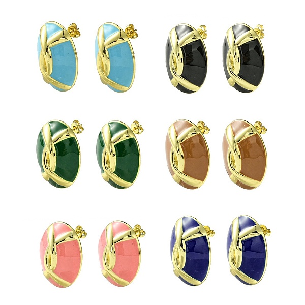 PandaHall Oval Brass Stud Earrings, with Mixed Color Enamel, Real 18K Gold Plated, 28x22mm Brass Oval Multicolor
PandaHall Oval Brass Stud Earrings, with Mixed Color Enamel, Real 18K Gold Plated, 28x22mm Brass Oval Multicolor