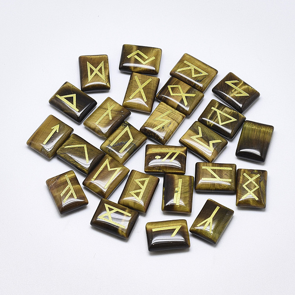PandaHall Natural Tiger Eye Cabochons, Rectangle with Runes/Futhark/Futhorc, 20x15x6mm, 25pcs/set Tiger Eye Rectangle
PandaHall Natural Tiger Eye Cabochons, Rectangle with Runes/Futhark/Futhorc, 20x15x6mm, 25pcs/set Tiger Eye Rectangle