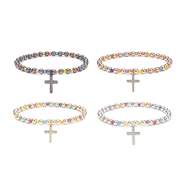 PandaHall 4Pcs 4 Color Glass & Synthetic Hematite Round Beaded Stretch Bracelets Set, Cubic Zirconia Cross Charms Stackable Bracelets for..., Multicolor
PandaHall 4Pcs 4 Color Glass & Synthetic Hematite Round Beaded Stretch Bracelets Set, Cubic Zirconia Cross Charms Stackable Bracelets for..., Multicolor