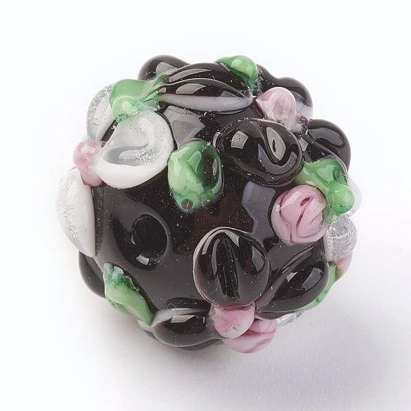 PandaHall Handmade Lampwork Beads, Rondelle with Flower, Bumpy, Black, 14~15x12~13mm, Hole: 1.5~1.8mm Lampwork Rondelle Black
PandaHall Handmade Lampwork Beads, Rondelle with Flower, Bumpy, Black, 14~15x12~13mm, Hole: 1.5~1.8mm Lampwork Rondelle Black
