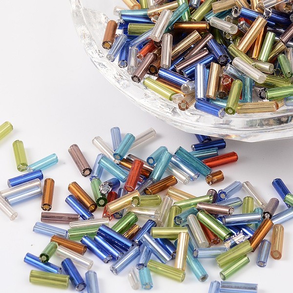 PandaHall Glass Bugle Beads, Silver Lined, Mixed Color, 6~8x1.8mm, Hole: 0.6mm, about 1111pcs/50g Glass Multicolor
PandaHall Glass Bugle Beads, Silver Lined, Mixed Color, 6~8x1.8mm, Hole: 0.6mm, about 1111pcs/50g Glass Multicolor