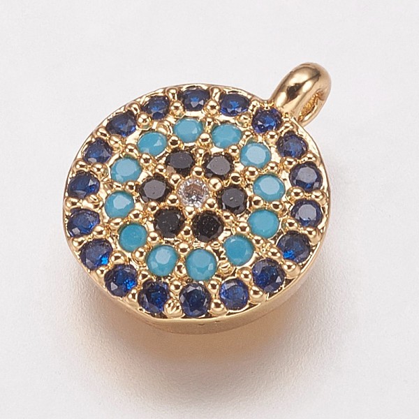 PandaHall Brass Cubic Zirconia Charms, Flat Round, Golden, 11x9x2.5mm, Hole: 1mm Brass+Cubic Zirconia Flat Round
PandaHall Brass Cubic Zirconia Charms, Flat Round, Golden, 11x9x2.5mm, Hole: 1mm Brass+Cubic Zirconia Flat Round