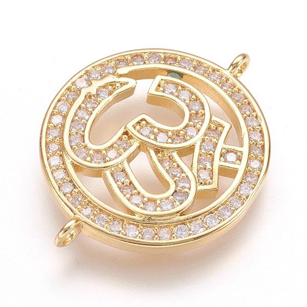 PandaHall Brass Micro Pave Cubic Zirconia Links, Real 18K Gold Plated, Flat Round with Om Symbol, 22x17.5x2mm, Hole: 1mm Brass+Cubic...
PandaHall Brass Micro Pave Cubic Zirconia Links, Real 18K Gold Plated, Flat Round with Om Symbol, 22x17.5x2mm, Hole: 1mm Brass+Cubic...