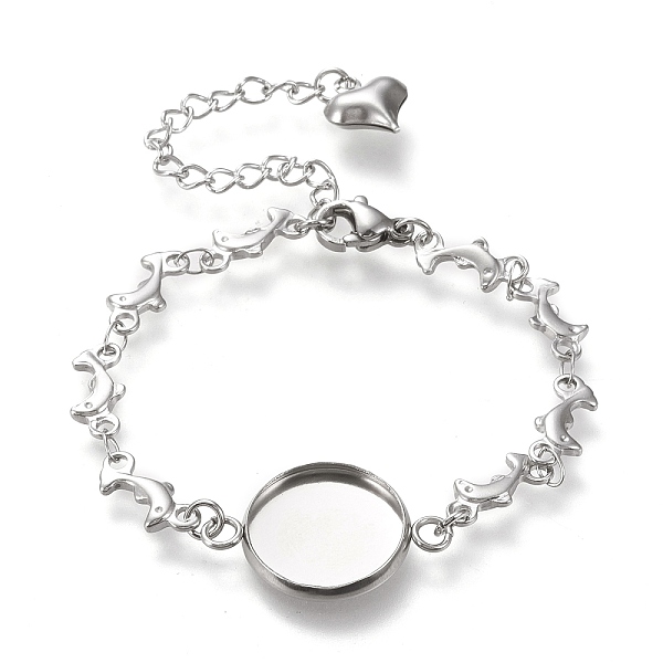 PandaHall 304 Stainless Steel Bracelet Making, with Lobster Claw Clasps, Dolphin Link Chains and Flat Round Cabochon Settings, Stainless...
PandaHall 304 Stainless Steel Bracelet Making, with Lobster Claw Clasps, Dolphin Link Chains and Flat Round Cabochon Settings, Stainless...