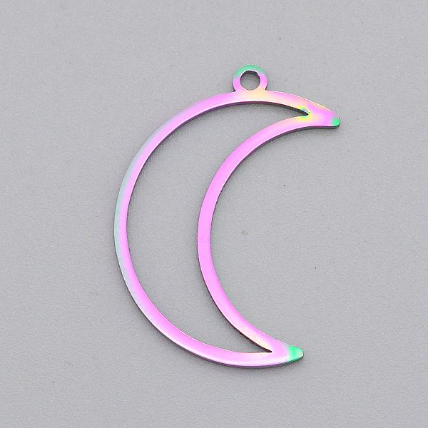 PandaHall Ion Plating(IP) 201 Stainless Steel Pendants, Moon Charm, Laser Cut, Rainbow Color, 26x18x1mm, Hole: 1.6mm 201 Stainless Steel... 
PandaHall Ion Plating(IP) 201 Stainless Steel Pendants, Moon Charm, Laser Cut, Rainbow Color, 26x18x1mm, Hole: 1.6mm 201 Stainless Steel...