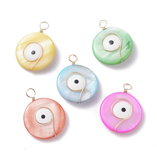 PandaHall Natural Freshwater Shell Pendants, with Real 18K Gold Plated Eco-Friendly Copper Wire, Flat Round with Evil Eye, Mixed Color..., Multicolor
PandaHall Natural Freshwater Shell Pendants, with Real 18K Gold Plated Eco-Friendly Copper Wire, Flat Round with Evil Eye, Mixed Color..., Multicolor