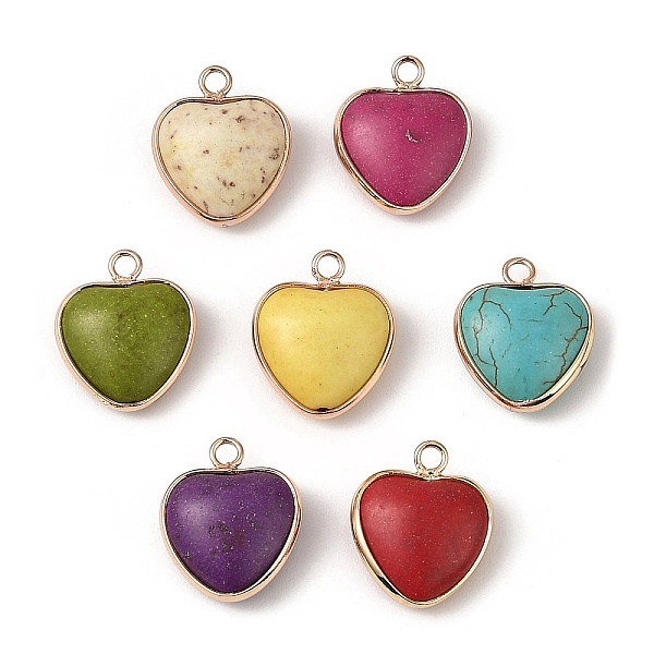 PandaHall Synthetic Turquoise Dyed Pendants, Heart Charms with Golden Plated Brass Findings, Mixed Color, 20x16.5~17x7.3~7.5mm, Hole: 2.2mm..., Multicolor
PandaHall Synthetic Turquoise Dyed Pendants, Heart Charms with Golden Plated Brass Findings, Mixed Color, 20x16.5~17x7.3~7.5mm, Hole: 2.2mm..., Multicolor
