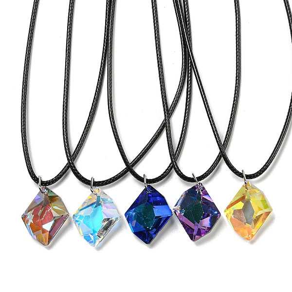 PandaHall Waxed Cord Necklaces, K9 Glass Pendant Necklaces, Rhombus, Mixed Color, 18.11 inch(46cm) Glass Rhombus Multicolor
PandaHall Waxed Cord Necklaces, K9 Glass Pendant Necklaces, Rhombus, Mixed Color, 18.11 inch(46cm) Glass Rhombus Multicolor