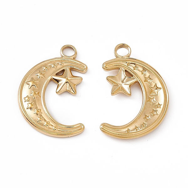 PandaHall Ion Plating(IP) 304 Stainless Steel Pendants, Moon with Star, Real 18K Gold Plated, 24x16x2mm, Hole: 3mm 304 Stainless Steel Moon
PandaHall Ion Plating(IP) 304 Stainless Steel Pendants, Moon with Star, Real 18K Gold Plated, 24x16x2mm, Hole: 3mm 304 Stainless Steel Moon