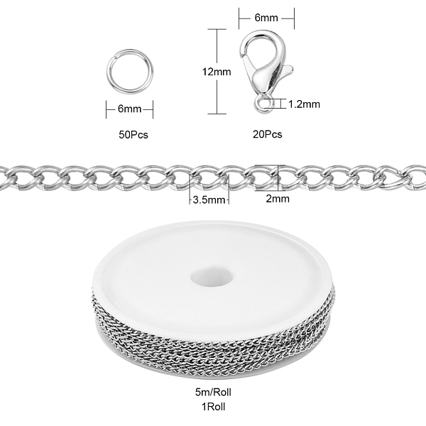 PandaHall DIY Chains Bracelet Necklace Making Kit, Including Iron Curb Chains & Jump Rings, Alloy Clasps, Platinum, Chain: 5m/set Iron
PandaHall DIY Chains Bracelet Necklace Making Kit, Including Iron Curb Chains & Jump Rings, Alloy Clasps, Platinum, Chain: 5m/set Iron