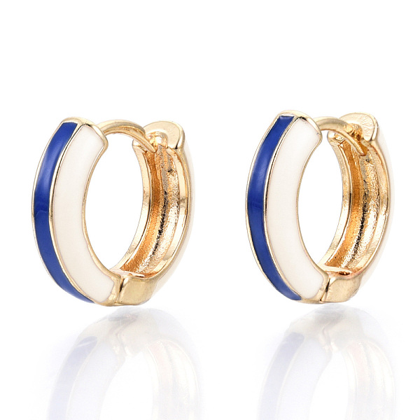 PandaHall Brass Huggie Hoop Earrings, with Two Tone Enamel, Real 18K Gold Plated, Blue, 15x16.5x5mm, Pin: 1x1mm Brass Blue
PandaHall Brass Huggie Hoop Earrings, with Two Tone Enamel, Real 18K Gold Plated, Blue, 15x16.5x5mm, Pin: 1x1mm Brass Blue
