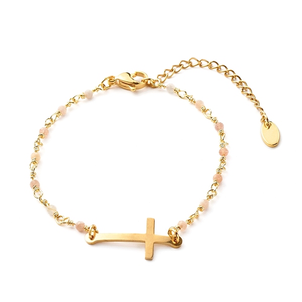 PandaHall Cross Link Bracelet, Natural Sunstone Beads Bracelet for Girl Women, Golden, 7-1/4 inch(18.5cm) Sunstone
PandaHall Cross Link Bracelet, Natural Sunstone Beads Bracelet for Girl Women, Golden, 7-1/4 inch(18.5cm) Sunstone