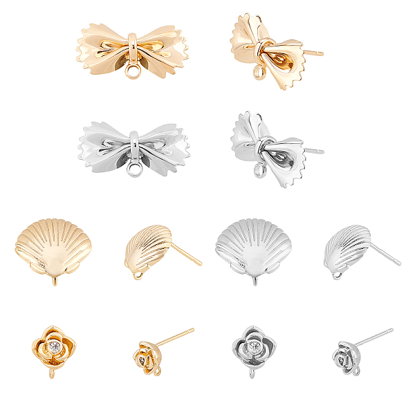 PandaHall 12Pcs 6 Style Brass Stud Earring Findings, with Loop, Flower & Shell & Bamboo & Leaf, Nickel Free, Platinum & Golden...
PandaHall 12Pcs 6 Style Brass Stud Earring Findings, with Loop, Flower & Shell & Bamboo & Leaf, Nickel Free, Platinum & Golden...
