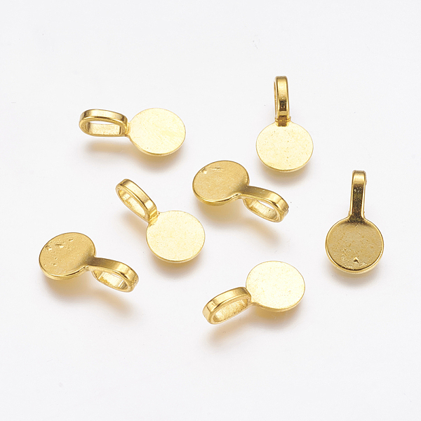 PandaHall Tibetan Style Alloy Glue On Flat Pad Pendant Bails, Flat Round, Cadmium Free & Nickel Free & Lead Free, Golden, 18x10x5.5mm, Hole...
PandaHall Tibetan Style Alloy Glue On Flat Pad Pendant Bails, Flat Round, Cadmium Free & Nickel Free & Lead Free, Golden, 18x10x5.5mm, Hole...
