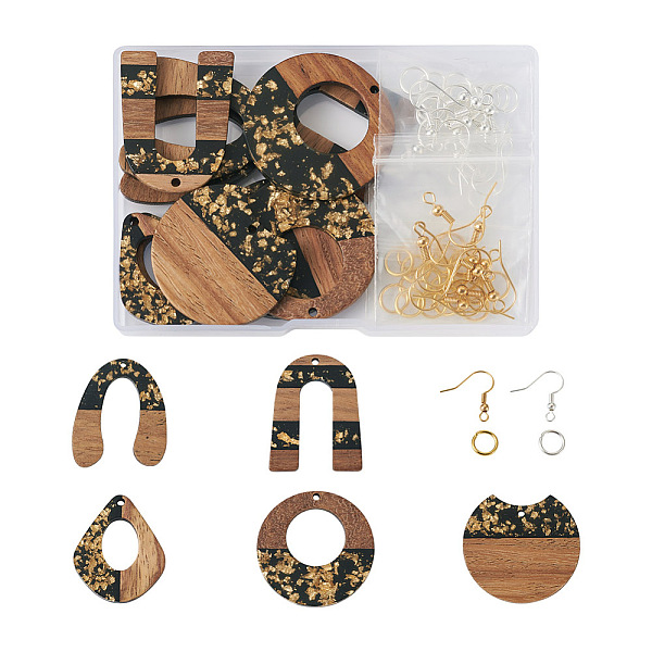 PandaHall Biyun DIY Dangle Earring Making Kits, Including Donut & Teardrop & Arch Resin Waxed Walnut Wood Pendants, Brass Earring Hooks &..., Black
PandaHall Biyun DIY Dangle Earring Making Kits, Including Donut & Teardrop & Arch Resin Waxed Walnut Wood Pendants, Brass Earring Hooks &..., Black