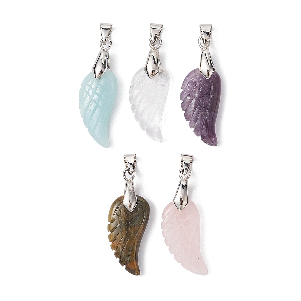 PandaHall Natural Mixed Stone Pendants, Wing Charms with Platinum Plated Brass Ice Pick Pinch Bails, 40mm, Pendant: 24x12.5x5.5mm, Hole...
PandaHall Natural Mixed Stone Pendants, Wing Charms with Platinum Plated Brass Ice Pick Pinch Bails, 40mm, Pendant: 24x12.5x5.5mm, Hole...