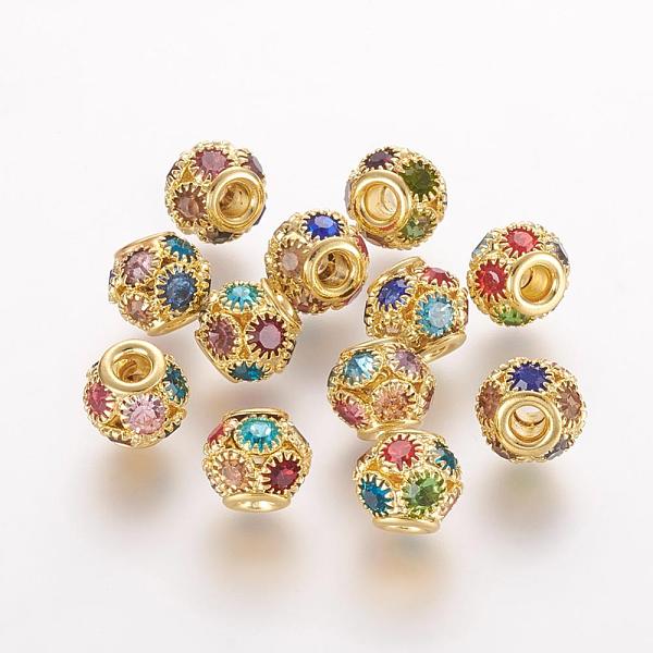 PandaHall Brass Beads, with Grade A Rhinestone, Rondelle, Golden, Colorful, 10x9mm, Hole: 2.5mm Brass+Rhinestone Rondelle Multicolor
PandaHall Brass Beads, with Grade A Rhinestone, Rondelle, Golden, Colorful, 10x9mm, Hole: 2.5mm Brass+Rhinestone Rondelle Multicolor