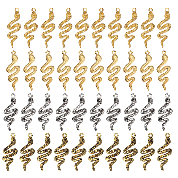 PandaHall CHGCRAFT 40Pcs 4 Styles Zinc Alloy Pendants, Snake Charm, Mixed Color, 39~41x14.5~15x2.5~4.5mm, Hole: 2~4.5mm, 10pcs/style Alloy...
PandaHall CHGCRAFT 40Pcs 4 Styles Zinc Alloy Pendants, Snake Charm, Mixed Color, 39~41x14.5~15x2.5~4.5mm, Hole: 2~4.5mm, 10pcs/style Alloy...