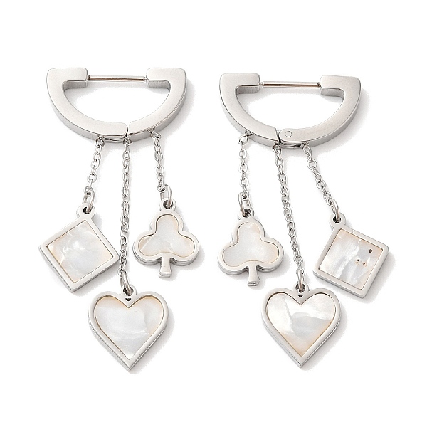 PandaHall Ace of Diamond & Hearts & Clubs Synthetic White Shell Dangle Hoop Earrings, 304 Stainless Steel Poker Card Drop Earrings...
PandaHall Ace of Diamond & Hearts & Clubs Synthetic White Shell Dangle Hoop Earrings, 304 Stainless Steel Poker Card Drop Earrings...