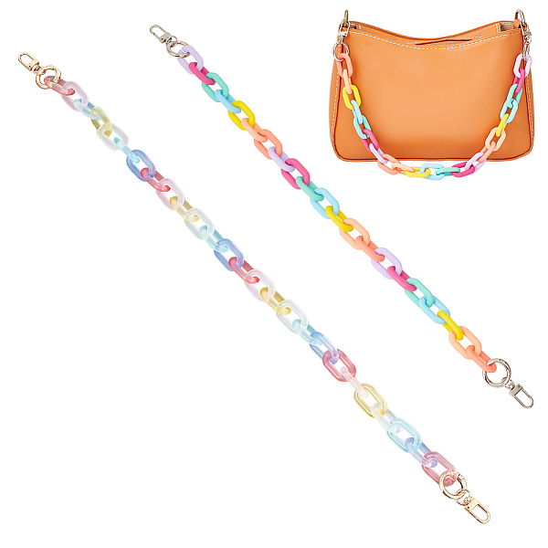 PandaHall WADORN 2Pcs 2 Style Spray Painted Rainbow Color Acrylic Chain Bag Handles, with Alloy Spring Gate Rings & Zinc Alloy Swivel Clasps..., Multicolor
PandaHall WADORN 2Pcs 2 Style Spray Painted Rainbow Color Acrylic Chain Bag Handles, with Alloy Spring Gate Rings & Zinc Alloy Swivel Clasps..., Multicolor