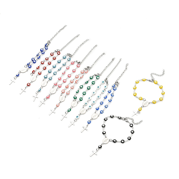 PandaHall 201 Stainless Steel Cross Charm Bracelet, Enamel Evil Eye Rosary Beaded Religion Theme Bracelet for Women, Mixed Color, 6-1/8 inch..., Multicolor
PandaHall 201 Stainless Steel Cross Charm Bracelet, Enamel Evil Eye Rosary Beaded Religion Theme Bracelet for Women, Mixed Color, 6-1/8 inch..., Multicolor