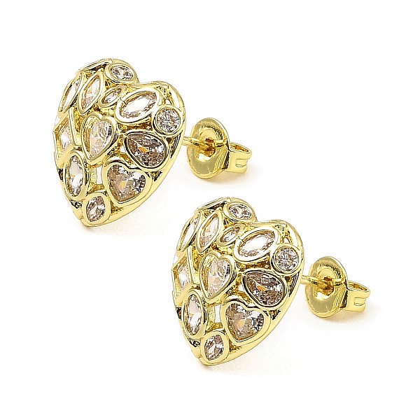 PandaHall Brass with Cubic Zirconia Stud Earrings, Long-Lasting Plated, Lead Free & Cadmium Free, Heart, Real 18K Gold Plated, 12x12.5mm..., Clear
PandaHall Brass with Cubic Zirconia Stud Earrings, Long-Lasting Plated, Lead Free & Cadmium Free, Heart, Real 18K Gold Plated, 12x12.5mm..., Clear
