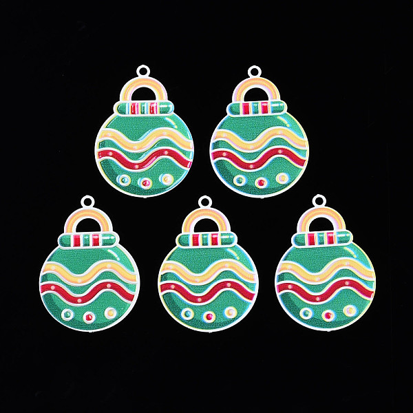 PandaHall Spray Painted Brass Pendants, with Printed, for Christmas, Bulb, Sea Green, 33x23x0.4mm, Hole: 1.8mm Brass Others
PandaHall Spray Painted Brass Pendants, with Printed, for Christmas, Bulb, Sea Green, 33x23x0.4mm, Hole: 1.8mm Brass Others