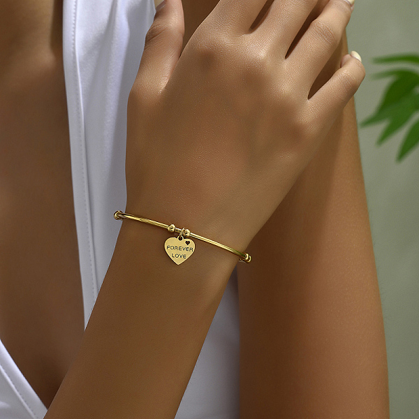 PandaHall Fashionable Heart with Word Forever Love Stainless Steel Cuff Bangles for Women Stainless Steel Heart
PandaHall Fashionable Heart with Word Forever Love Stainless Steel Cuff Bangles for Women Stainless Steel Heart