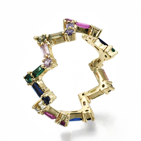 PandaHall Brass Micro Pave Cubic Zirconia Finger Rings, Cadmium Free & Nickel Free & Lead Free, Wave, Colorful, Real 16K Gold Plated, US...
PandaHall Brass Micro Pave Cubic Zirconia Finger Rings, Cadmium Free & Nickel Free & Lead Free, Wave, Colorful, Real 16K Gold Plated, US...