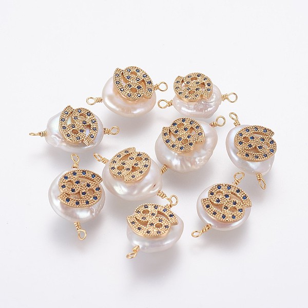 PandaHall Natural Pearl Links connectors, with Brass Micro Pave Cubic Zirconia Findings, Flat Round with Constellation, Golden, Marine Blue...
PandaHall Natural Pearl Links connectors, with Brass Micro Pave Cubic Zirconia Findings, Flat Round with Constellation, Golden, Marine Blue...