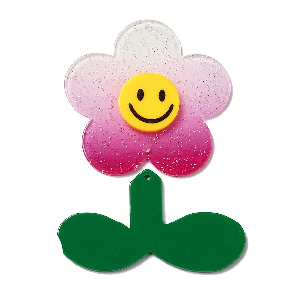 PandaHall Acrylic Big Pendants with Glitter Powder, Flower with Leaf, Medium Violet Red, 61x62.5x4.5mm, Hole: 2.5mm Acrylic Flower
PandaHall Acrylic Big Pendants with Glitter Powder, Flower with Leaf, Medium Violet Red, 61x62.5x4.5mm, Hole: 2.5mm Acrylic Flower