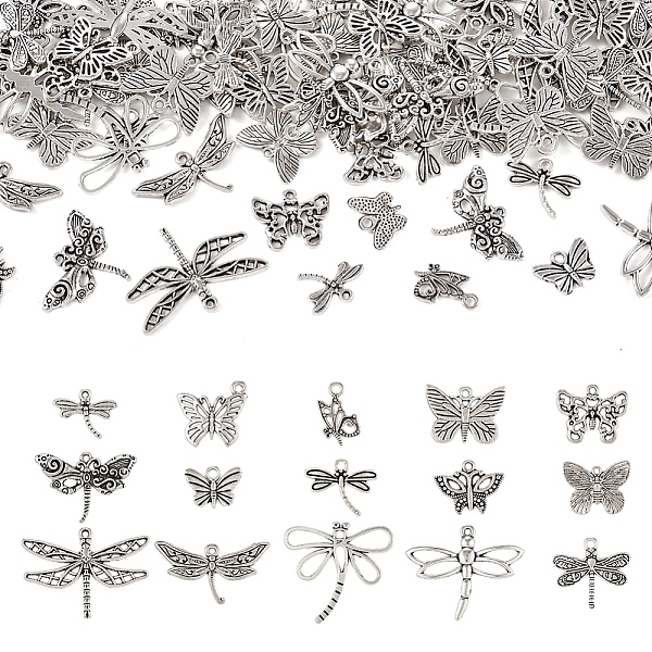 PandaHall 120pcs 15 styles Tibetan Style Alloy Pendants, Dragonfly & Butterfly, Antique Silver, 12~28.5x10~35x1~3.5mm, Hole: 1~2.5mm...
PandaHall 120pcs 15 styles Tibetan Style Alloy Pendants, Dragonfly & Butterfly, Antique Silver, 12~28.5x10~35x1~3.5mm, Hole: 1~2.5mm...