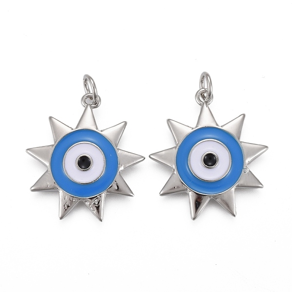 PandaHall Brass Enamel Pendants, with Jump Rings, Long-Lasting Plated, Star with Sky Blue Evil Eye, Real Platinum Plated, 22x20x3mm, Hole...
PandaHall Brass Enamel Pendants, with Jump Rings, Long-Lasting Plated, Star with Sky Blue Evil Eye, Real Platinum Plated, 22x20x3mm, Hole...