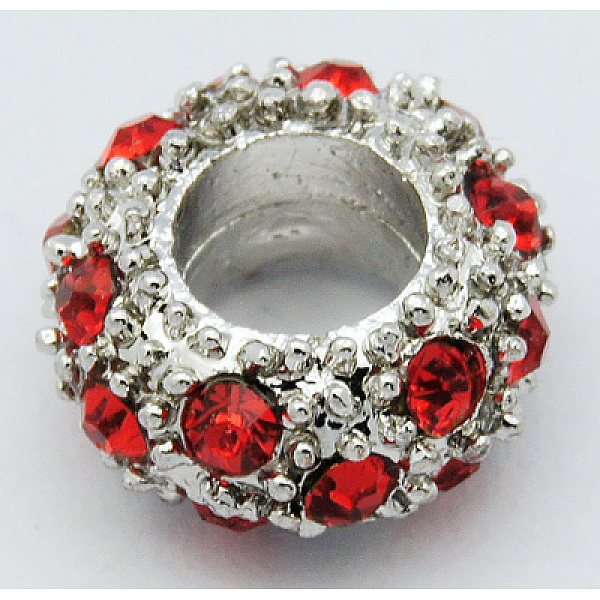 PandaHall Alloy Rhinestone European Beads, Large Hole Beads, Rondelle, Platinum Metal Color, Light Siam, 11x6mm, Hole: 5mm Alloy+Rhinestone..., Red
PandaHall Alloy Rhinestone European Beads, Large Hole Beads, Rondelle, Platinum Metal Color, Light Siam, 11x6mm, Hole: 5mm Alloy+Rhinestone..., Red