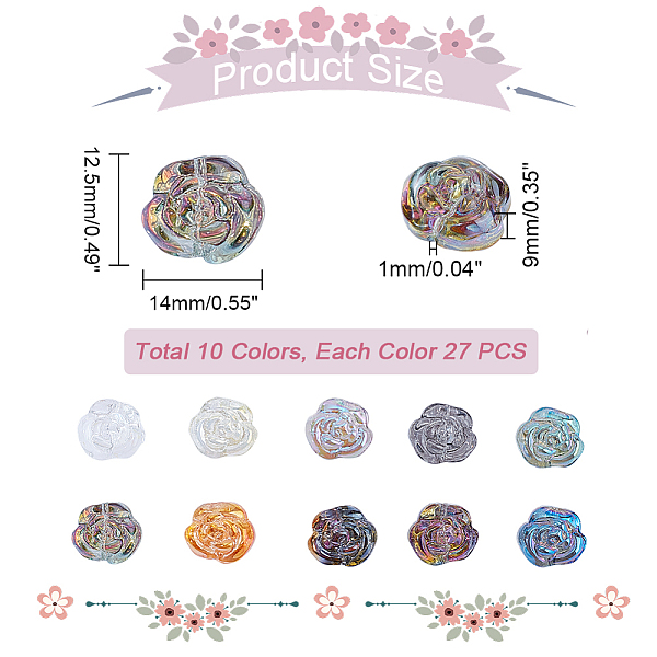 PandaHall AHANDMAKER 270 Pcs Flower Glass Beads, Mixed Color Rose Beads Flower Spacer Loose Beads Electroplate Glass Flower Bead for Jewelry..., Multicolor
PandaHall AHANDMAKER 270 Pcs Flower Glass Beads, Mixed Color Rose Beads Flower Spacer Loose Beads Electroplate Glass Flower Bead for Jewelry..., Multicolor