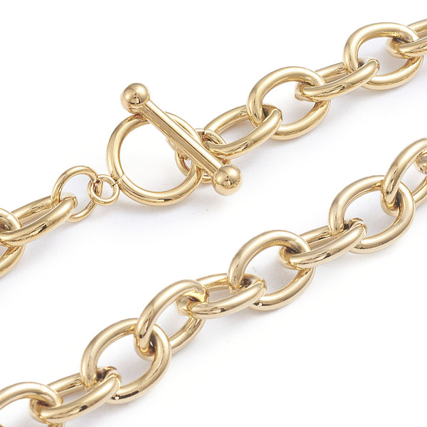 PandaHall 304 Stainless Steel Cable Chains Necklaces, with Toggle Clasps, Golden, 18.11 inch(46cm) 304 Stainless Steel
PandaHall 304 Stainless Steel Cable Chains Necklaces, with Toggle Clasps, Golden, 18.11 inch(46cm) 304 Stainless Steel